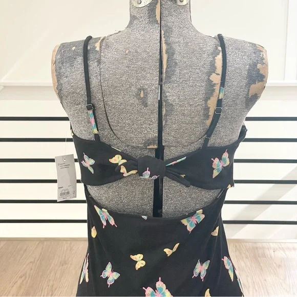 NWT black, pink, yellow, green spaghetti strap, bodycon, stretchy mini dress - Picture 6 of 7